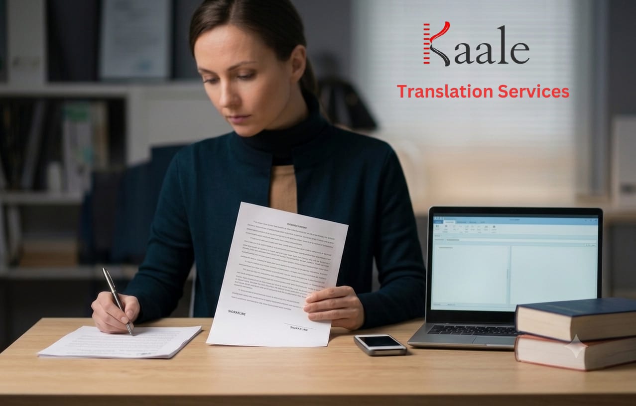 Professional Sworn Translator Working at Desk